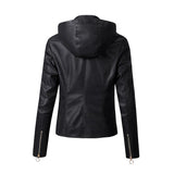 Faux Leather Hooded Jacket