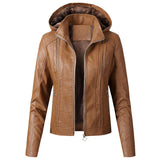Faux Leather Hooded Jacket