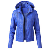 Faux Leather Hooded Jacket