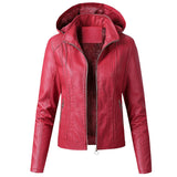 Faux Leather Hooded Jacket