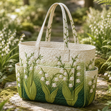 Maeve | Quilted Tote Bag with Lily of the Valley