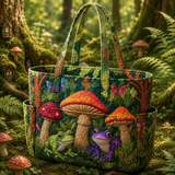 Doireann | Quilted Tote Bag with a Mushroom Garden