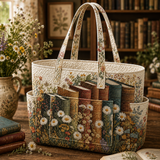 Éabha | Quilted Tote Bag with Books