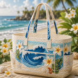 Bríd | Quilted Tote Bag with Frangipani Flowers