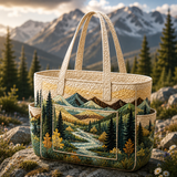 Fionnuala | Quilted Tote Bag with a Forest Scene