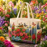 Íde | Quilted Tote Bag with a Sea of Flowers