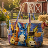 Úna | Quilted Tote Bag with Whimsical Donkeys