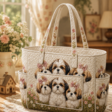Mairéad | Quilted Tote Bag with a Happy Shih Tzu