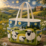 Áine | Quilted Tote Bag with Lambs in the Meadow