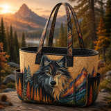 Sadhbh | Quilted Tote Bag with a Wolf