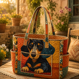 Bairbre | Quilted Tote Bag with an Adorable Dachshund