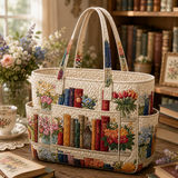 Caoimhe | Quilted Tote Bag with Books