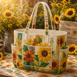 Cara | Quilted Tote Bag with a Sunflower Dream