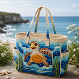 Damhnait | Quilted Tote Bag with a Sea Turtle