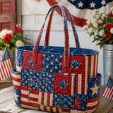 Ciarnait | Quilted Tote Bag with an American Flag
