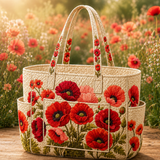 Nóirín | Quilted Tote Bag with Poppies