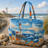 Treasa | Quilted Tote Bag with a Seaside Lighthouse