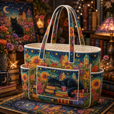 Fidelma | Quilted Tote Bag with a Sleeping Cat