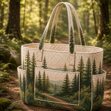 Aoibhín | Quilted Tote Bag with a Forest Path