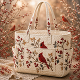 Eithne | Quilted Tote Bag with Purple Leaves
