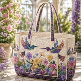 Neasa | Quilted Tote Bag with an Elegant Hummingbird