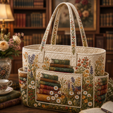 Tara | Quilted Tote Bag with Vintage Books