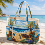Gormlaith | Quilted Tote Bag with a Sea Turtle