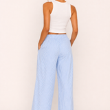 Striped wide-leg trousers with elastic waistband