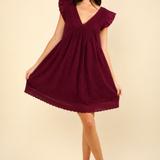 Lucia | Mini dress with a hole pattern and ruffled sleeves