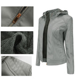 Faux Leather Jacket with Detachable Hood