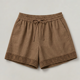 Women's Shorts with Lace Trim and Drawstring