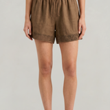 Women's Shorts with Lace Trim and Drawstring