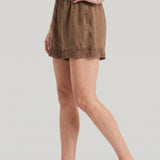 Women's Shorts with Lace Trim and Drawstring