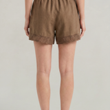 Women's Shorts with Lace Trim and Drawstring
