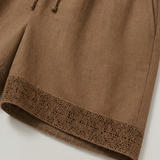 Women's Shorts with Lace Trim and Drawstring