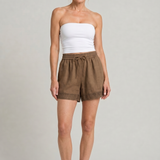 Women's Shorts with Lace Trim and Drawstring