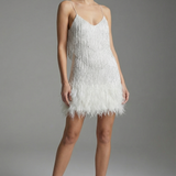 Ursula | Sparkling Mini Dress with Feather Trim