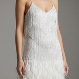 Ursula | Sparkling Mini Dress with Feather Trim