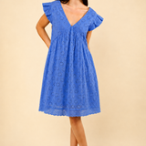 Lucia | Mini dress with a hole pattern and ruffled sleeves