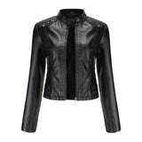 Studded Faux Leather Cropped Jacket