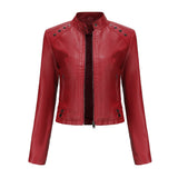 Studded Faux Leather Cropped Jacket