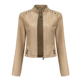 Studded Faux Leather Cropped Jacket