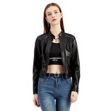 Studded Faux Leather Cropped Jacket