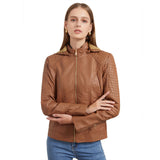Faux Leather Jacket with Detachable Hood