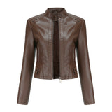 Studded Faux Leather Cropped Jacket