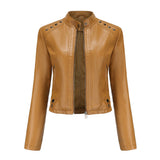 Studded Faux Leather Cropped Jacket