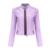 Studded Faux Leather Cropped Jacket