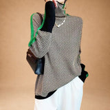 Aristoniki - Elegant High-Neck Sweater with Striking Stripe Accents