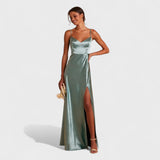 Lúcia - Long Satin Dress with Elegant Cut