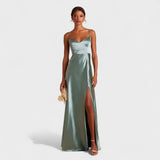 Lúcia - Long Satin Dress with Elegant Cut